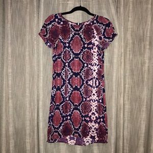 Pink & Navy Snake Print Mini Dress